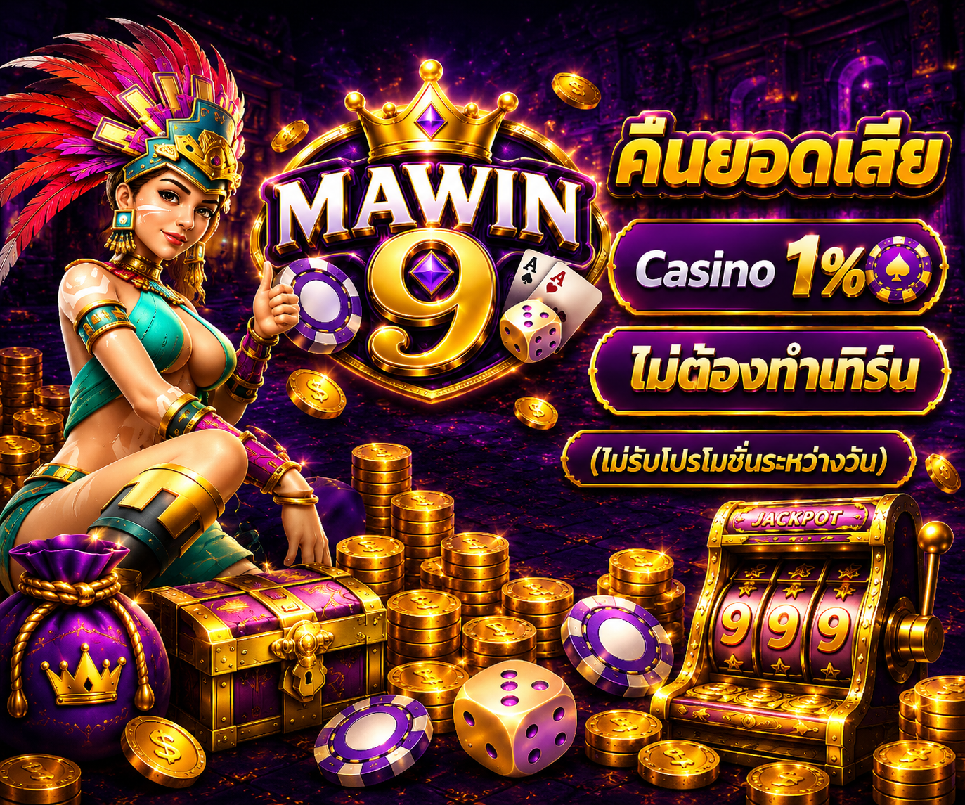 คืนยอดเสีย Casino 1% - Aztec theme